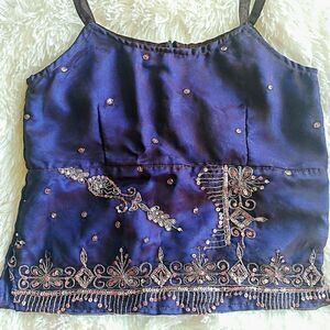 Purple Silk Beaded Camisole Top NEW & VINTAGE